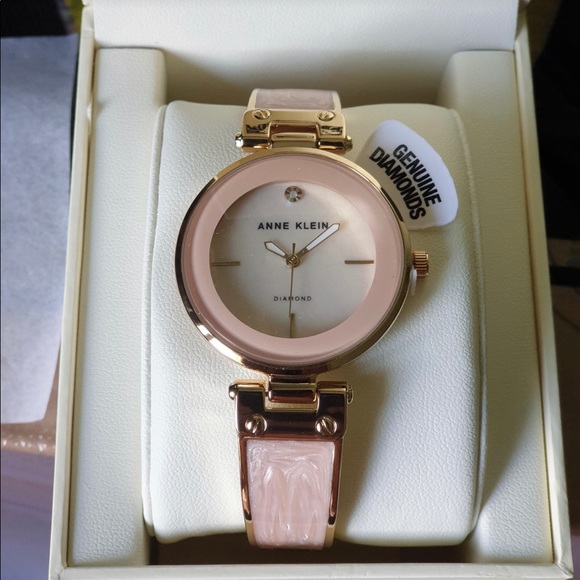 NWT Anne Klein Women's Genuine Diamond Dial Bangle Watch, NEW!
